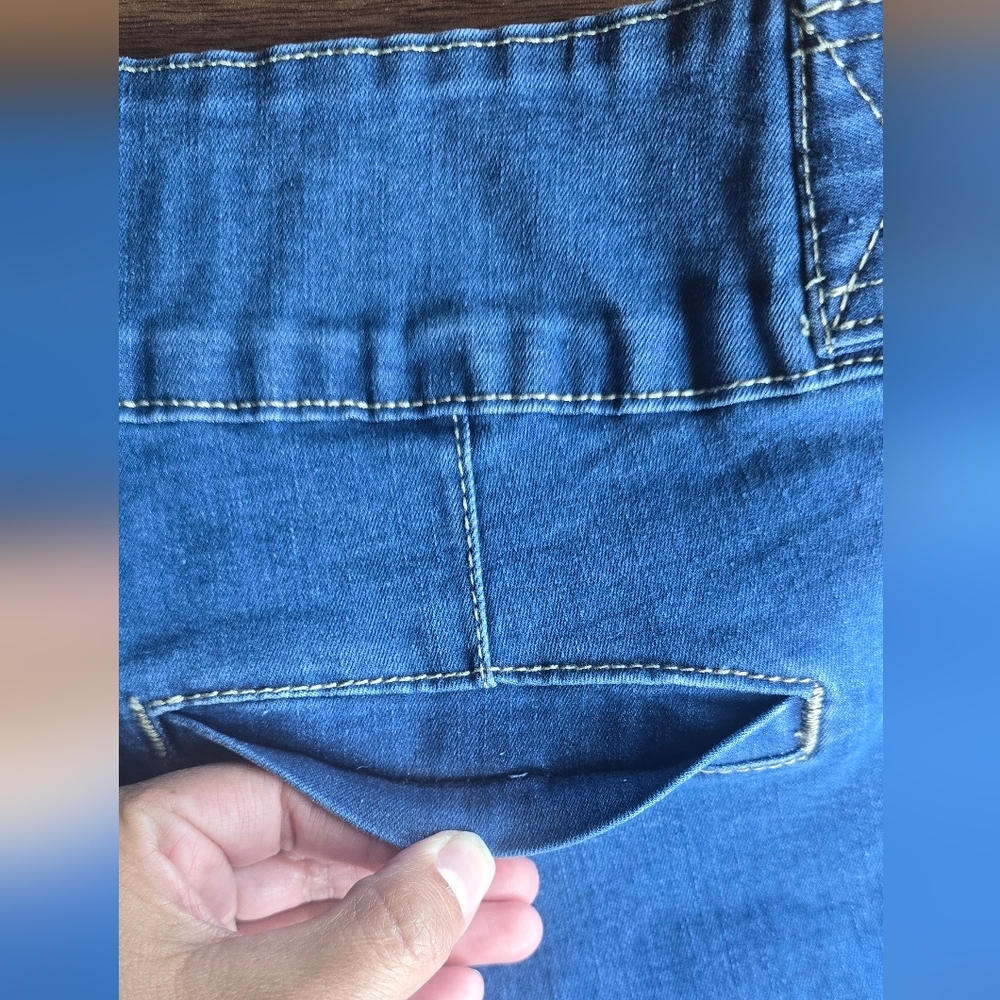 V.I.P Blue Stretch Jean Shorts Juniors Size 5/6 - Picture 8 of 11